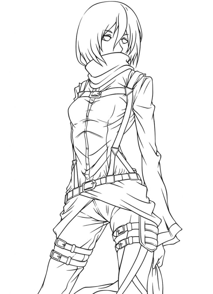 Coloriage mikasa ackerman à imprimer