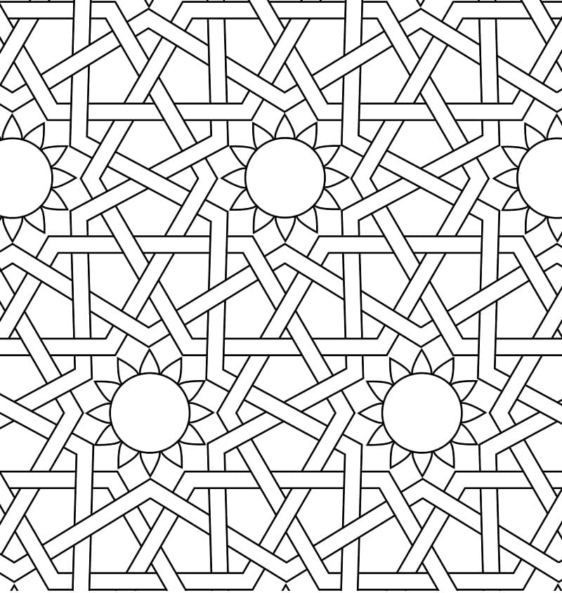 Coloriage mosaïque islamique ornementale à imprimer