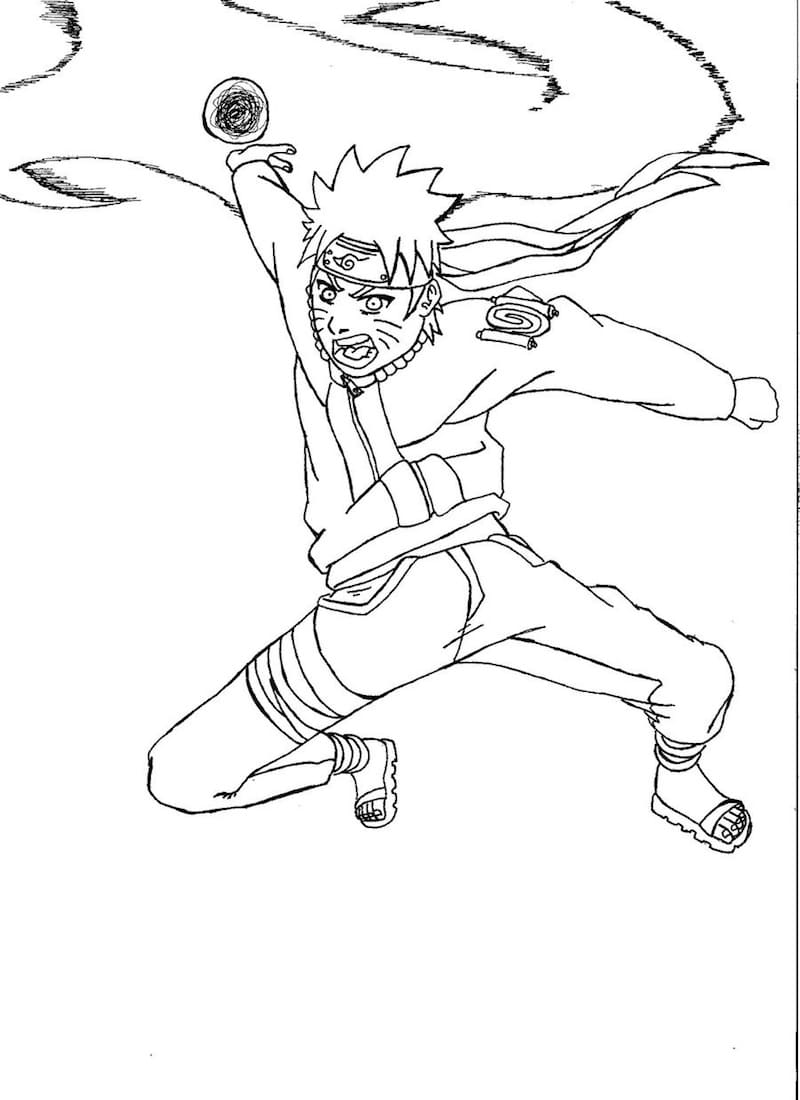 Coloriage Naruto Attaquant