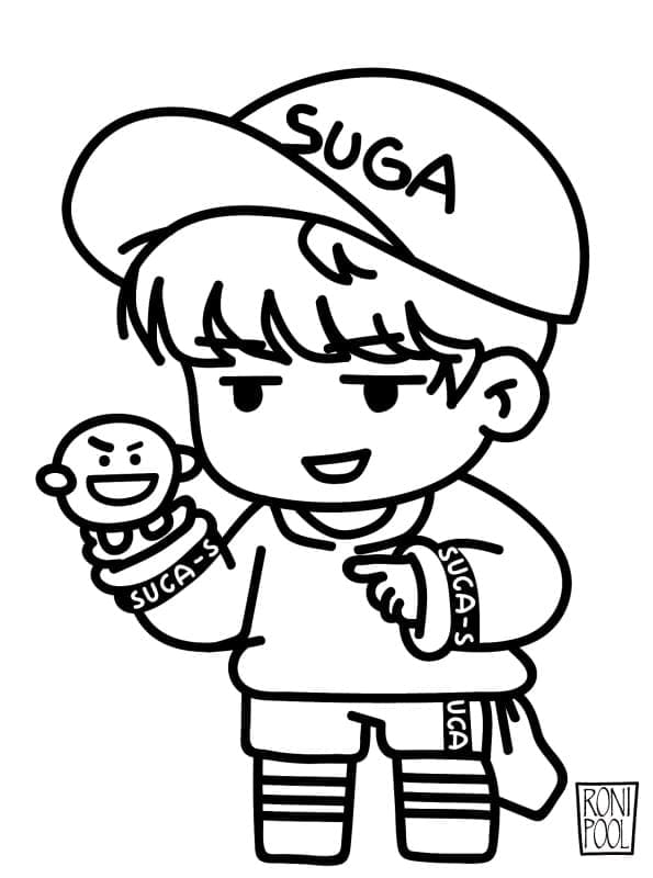 Coloriage suga bt21 à imprimer