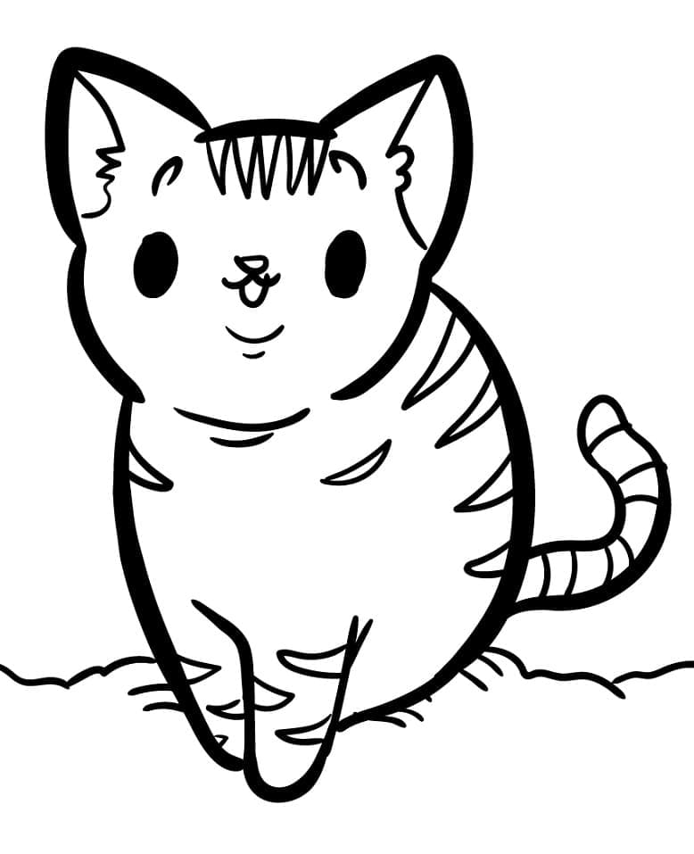 Coloriage adorable chaton à imprimer
