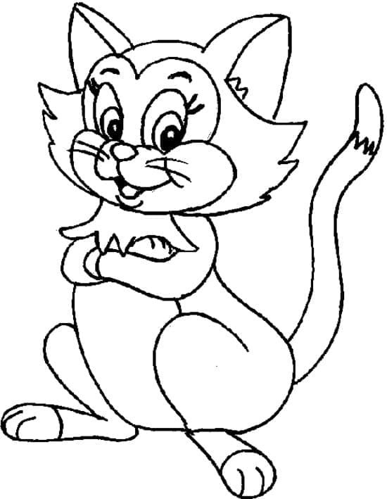 Coloriage chaton de dessin animé à imprimer