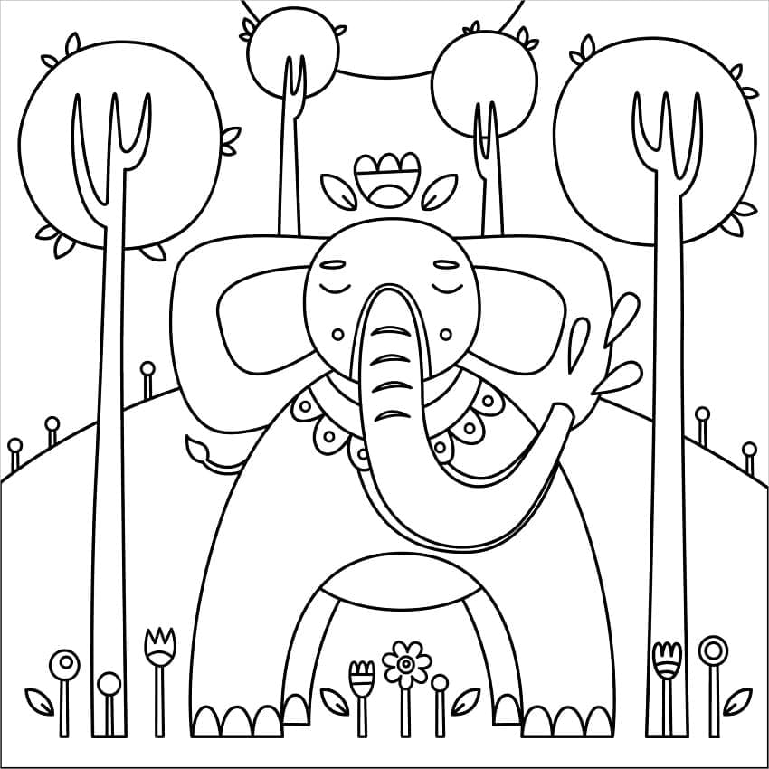 Coloriage éléphant 10 à imprimer