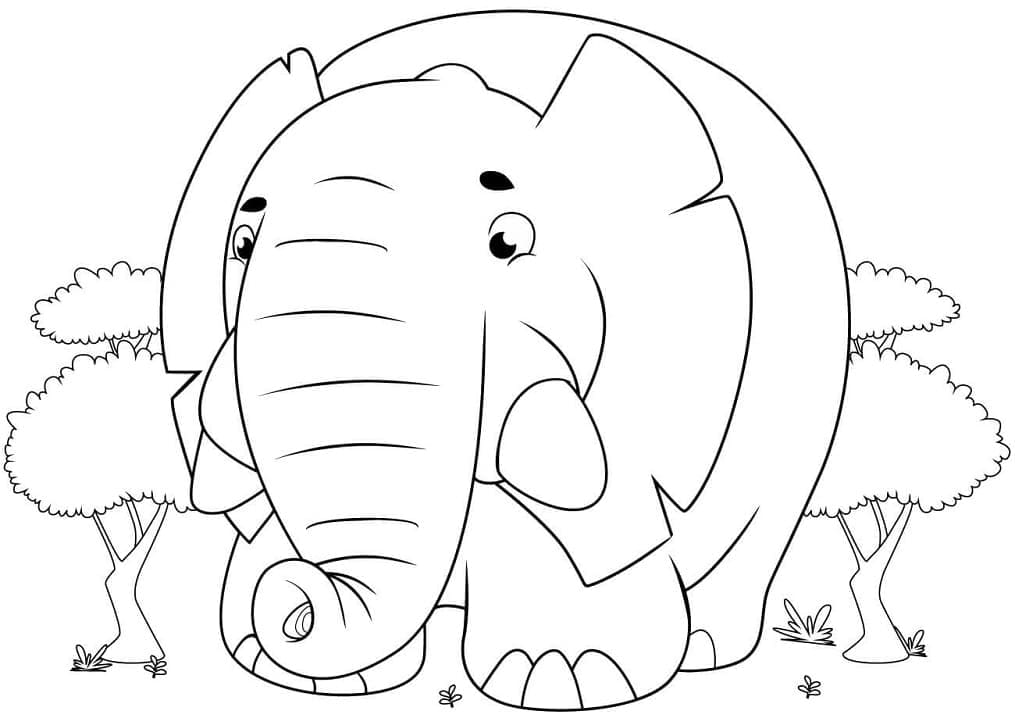 Coloriage éléphant 8 à imprimer