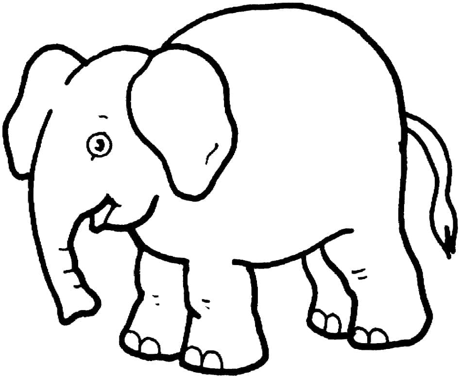 Coloriage éléphant drôle à imprimer