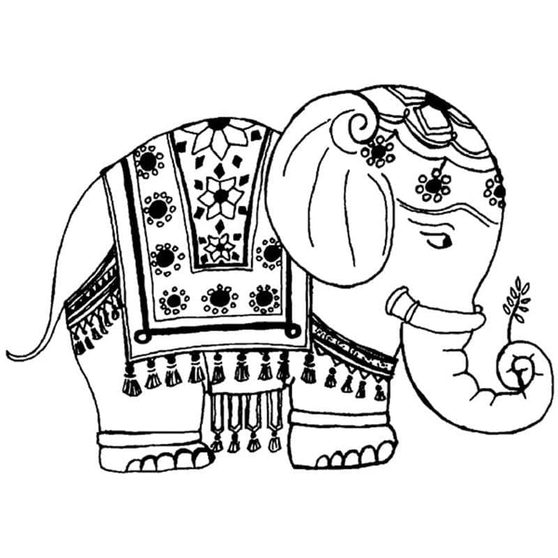 Coloriage éléphant indien à imprimer