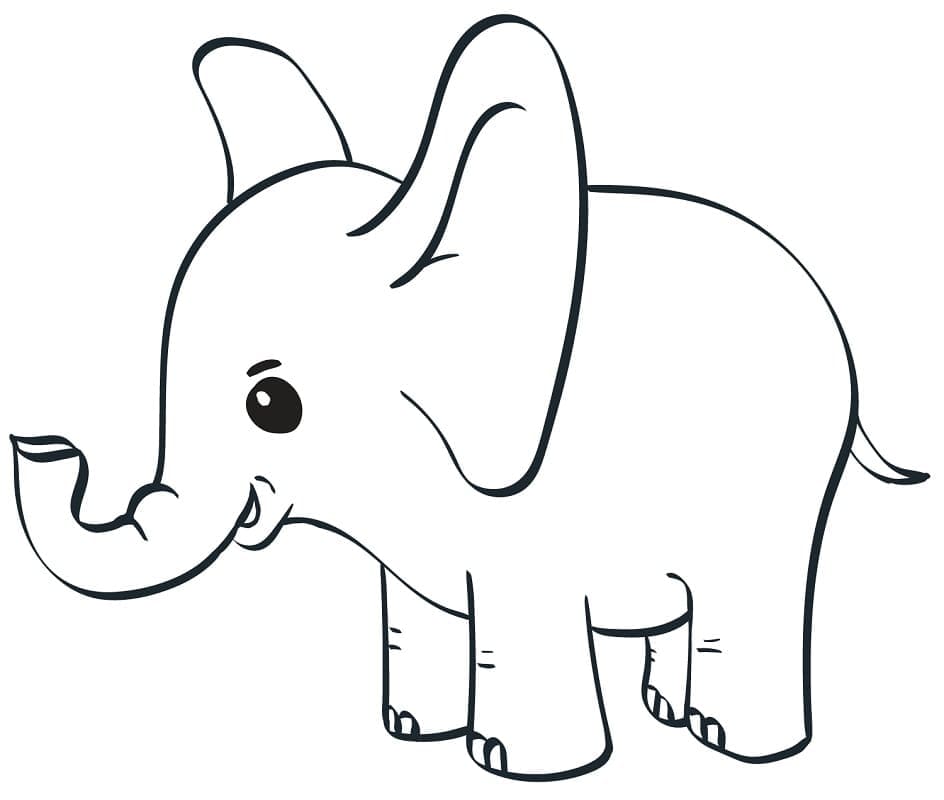 Coloriage éléphant mignon 1