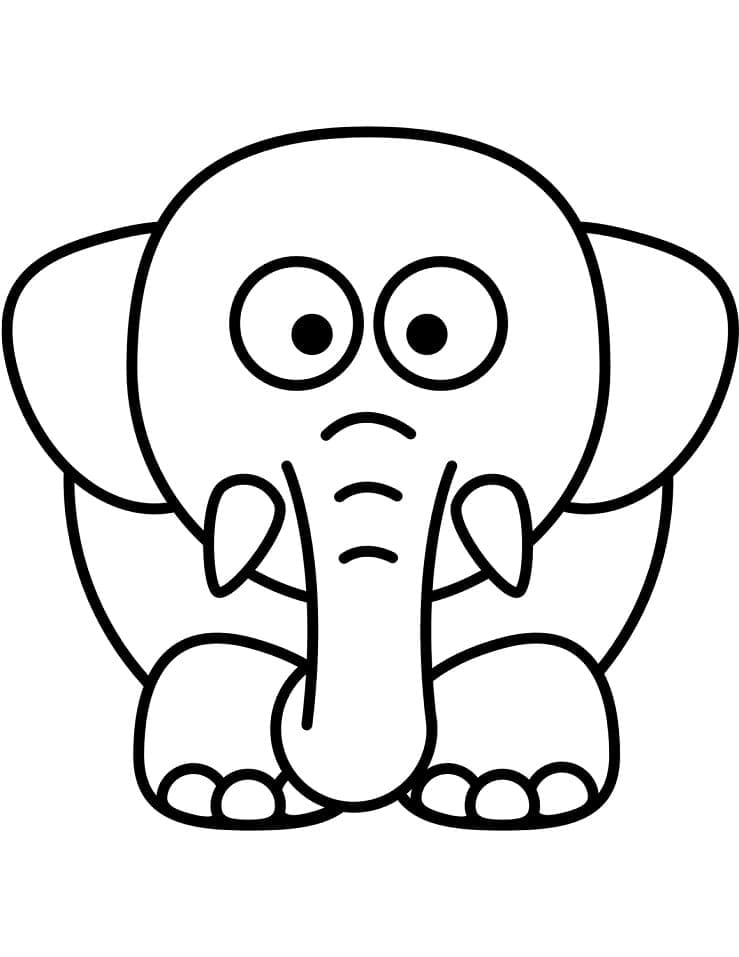 Coloriage éléphant mignon 3 à imprimer