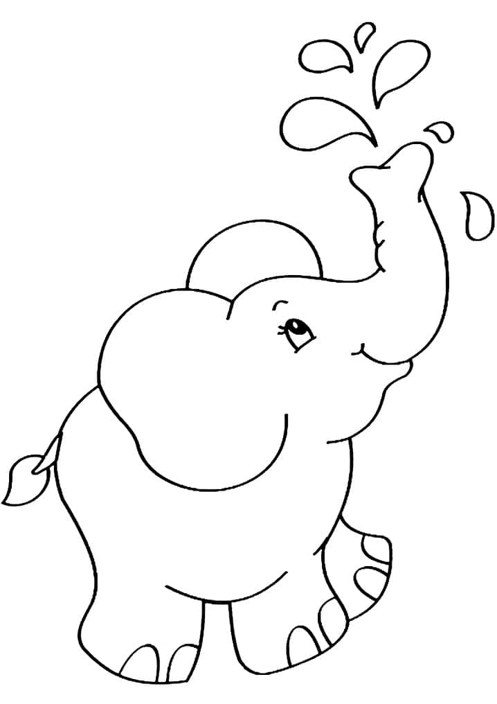 Coloriage éléphant mignon 4