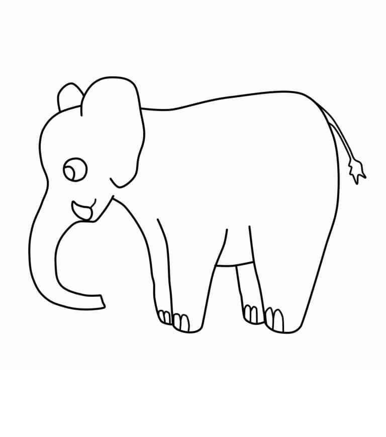 Coloriage éléphant simple à imprimer