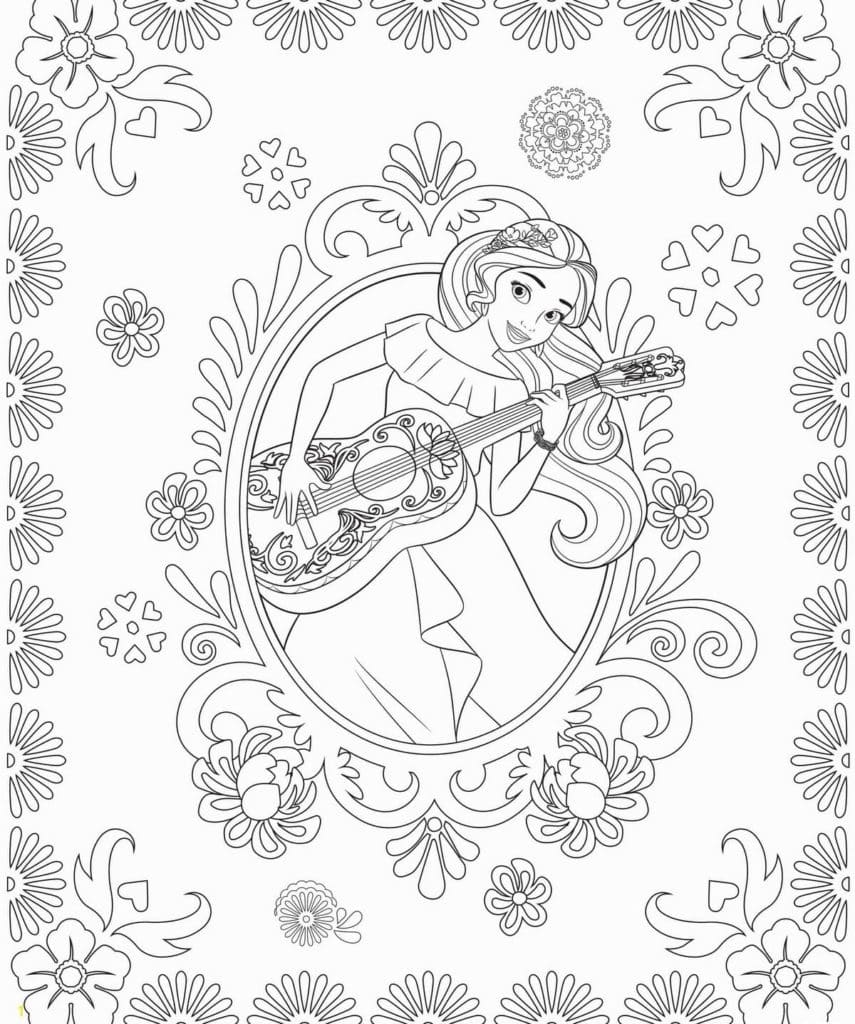 Coloriage princesse elena avec guitare à imprimer