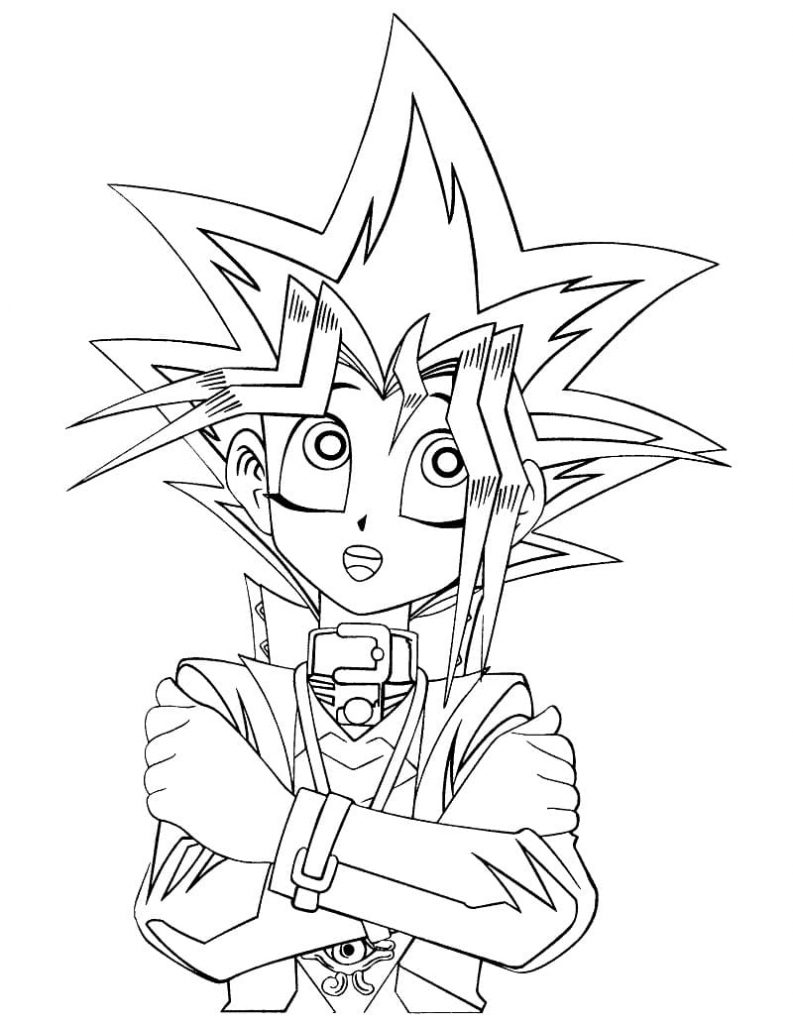 Coloriage Yugi Muto Heureux à imprimer