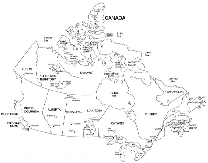 Coloriage carte du canada 2