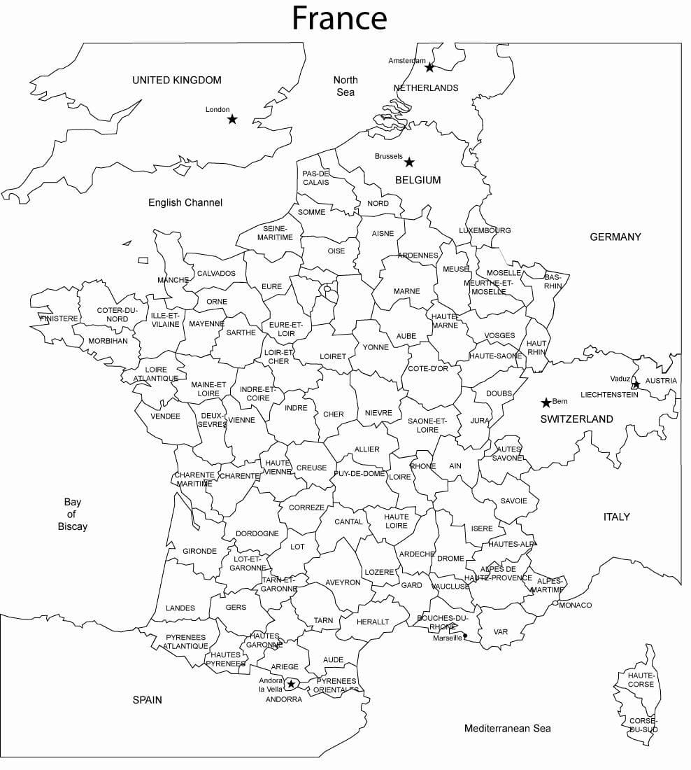 Coloriage Carte de France (1) à imprimer