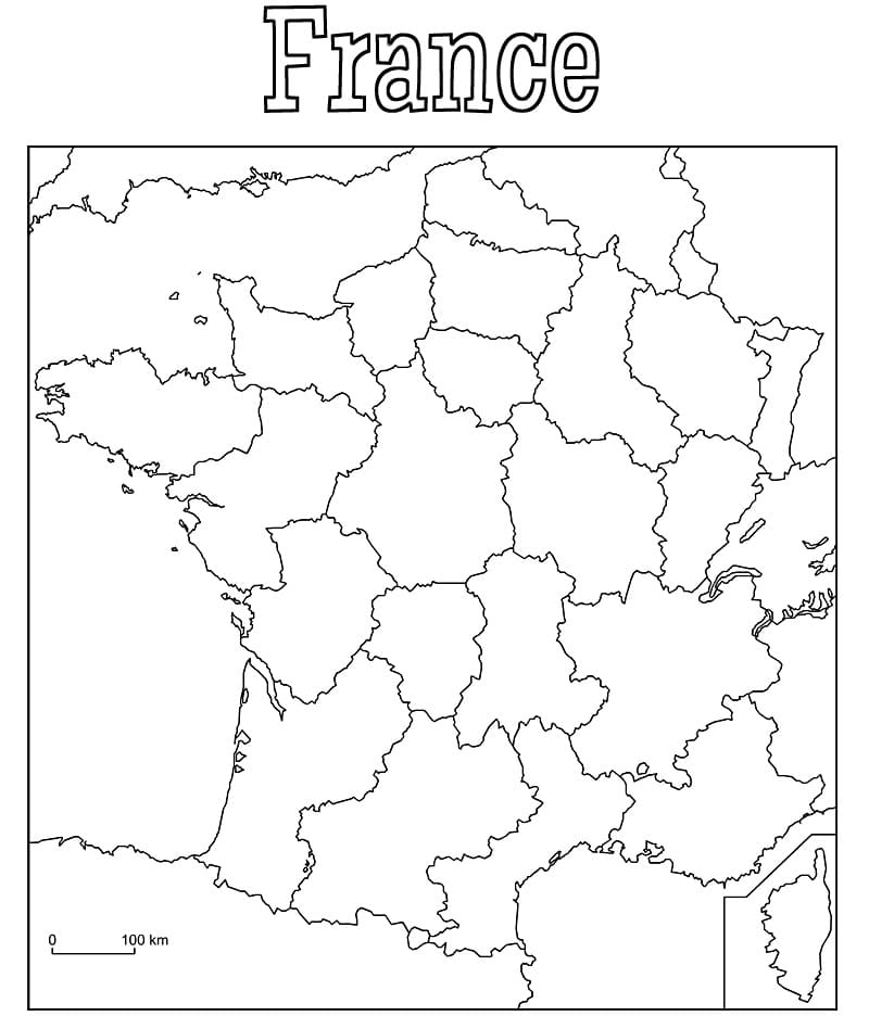 Coloriage Carte de France à imprimer