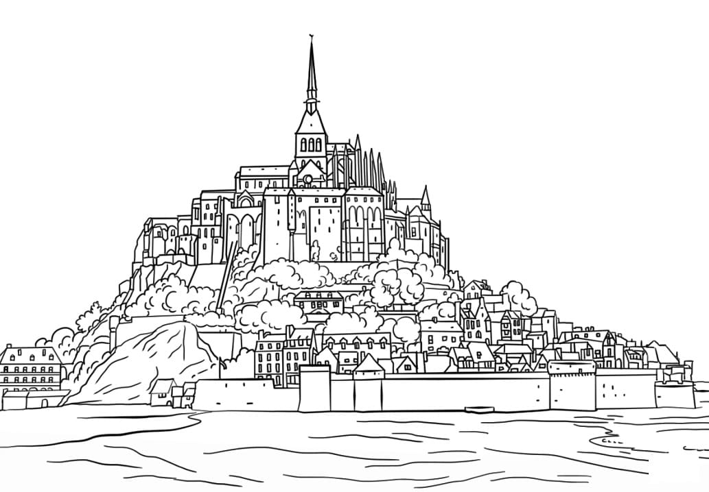 Coloriage Mont Saint-Michel 3 à imprimer