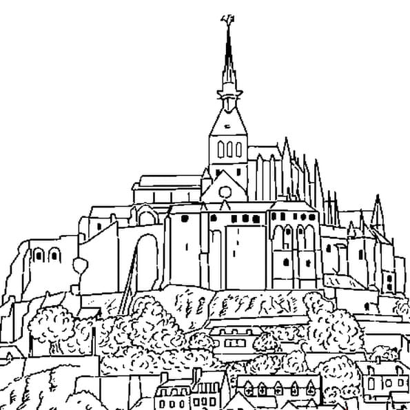Coloriage Mont Saint-Michel à imprimer