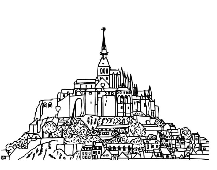 Coloriage Mont Saint-Michel 6 à imprimer