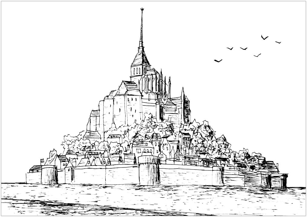 Coloriage Mont Saint-Michel 7 à imprimer
