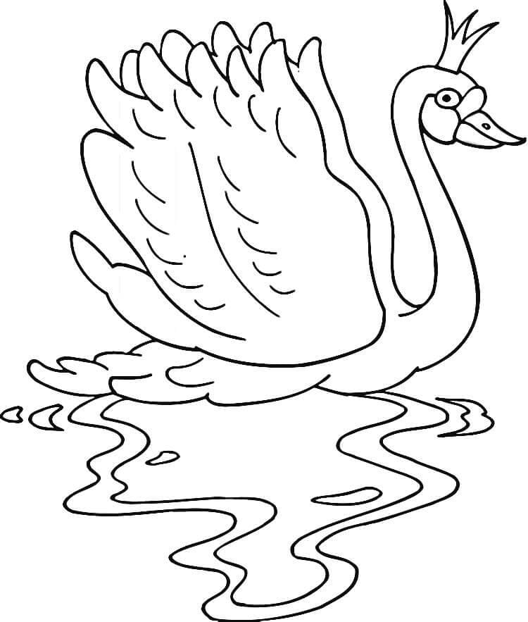 Coloriage cygne avec couronne à imprimer