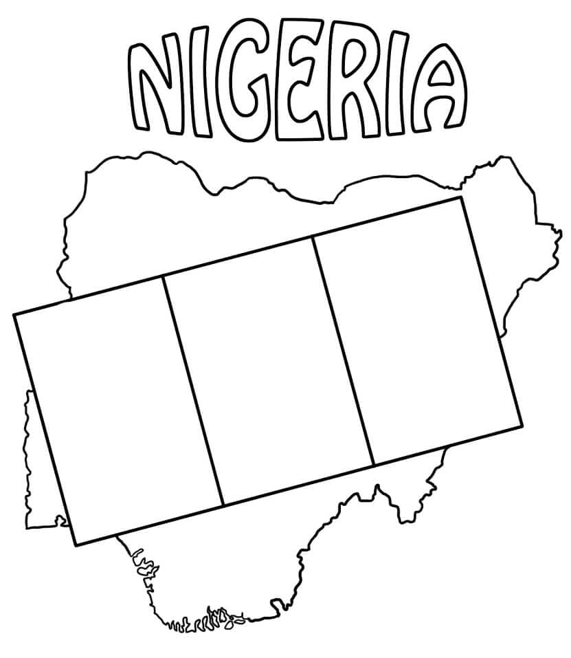 Coloriage Drapeau et Carte du Nigeria à imprimer