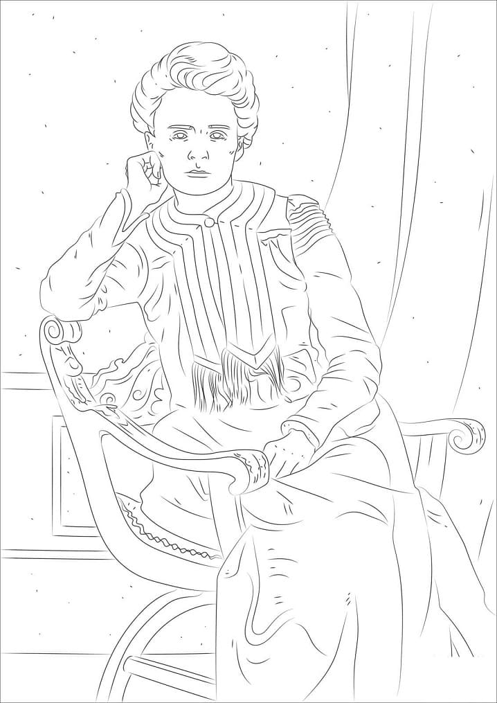 Coloriage marie curie dans sa jeunesse à imprimer