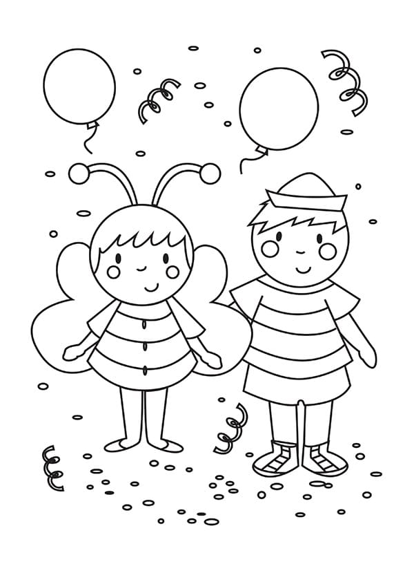 Coloriage abeille et marin de carnaval