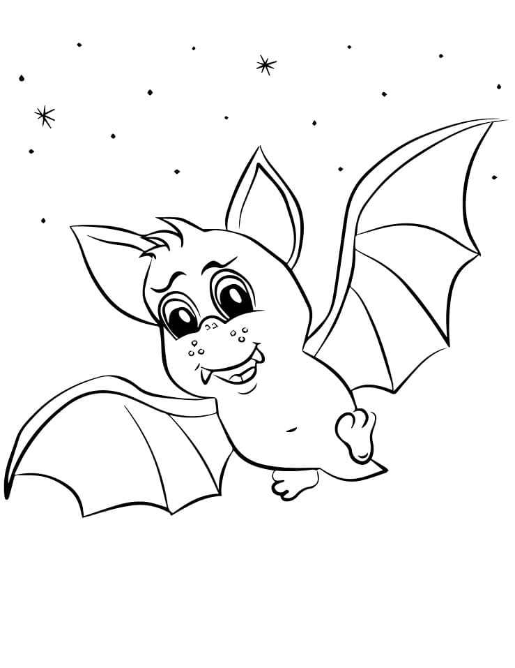 Coloriage Chauve-souris de Dessin Animé