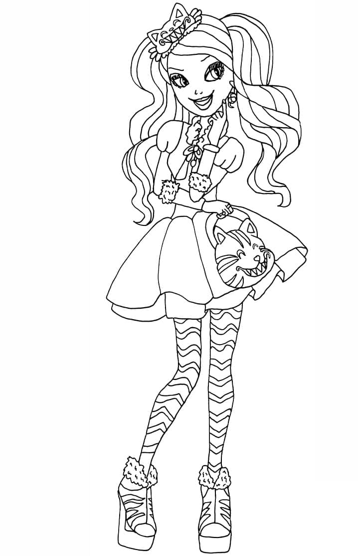 Coloriage Ever After High Kitty Cheshire à imprimer