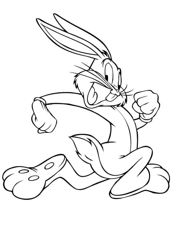 Coloriage Bugs Bunny en Cours d’Exécution à imprimer