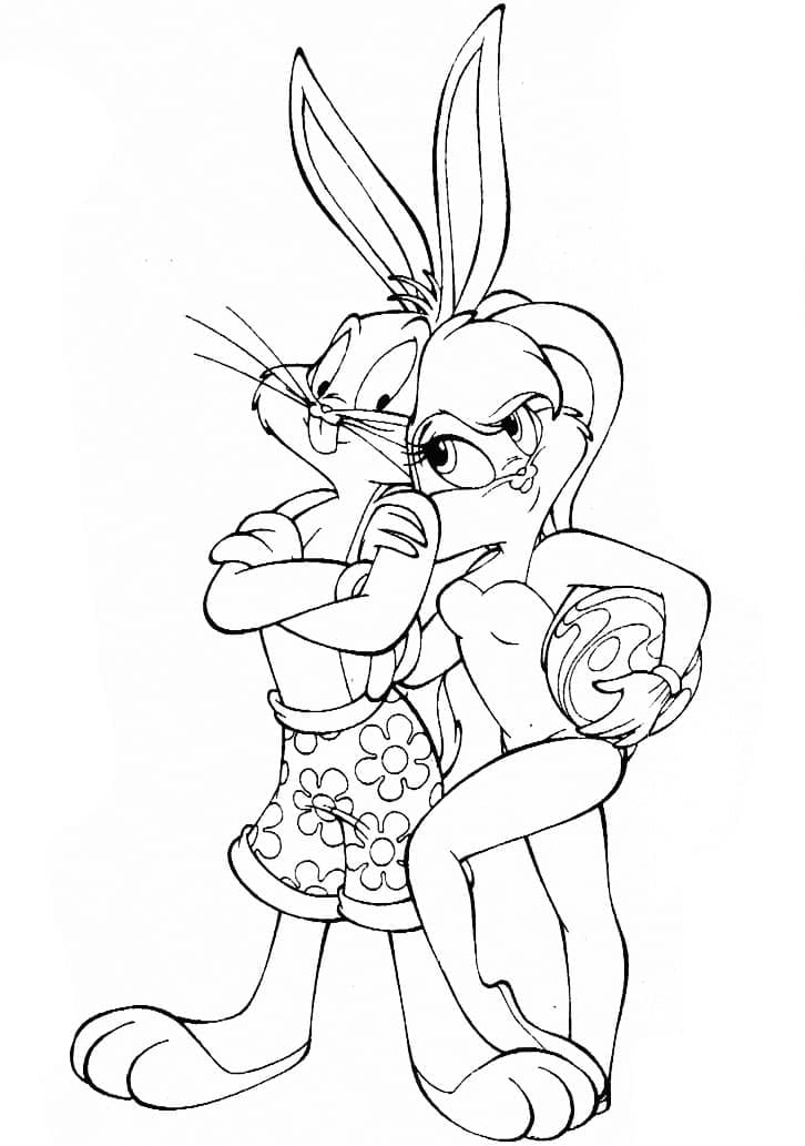 Coloriage Bugs Bunny et Lola Bunny à imprimer