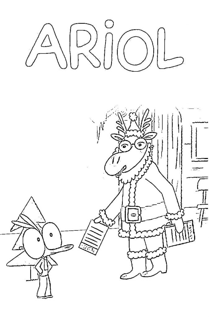 Coloriage Ariol Et Le Pere Noel à imprimer