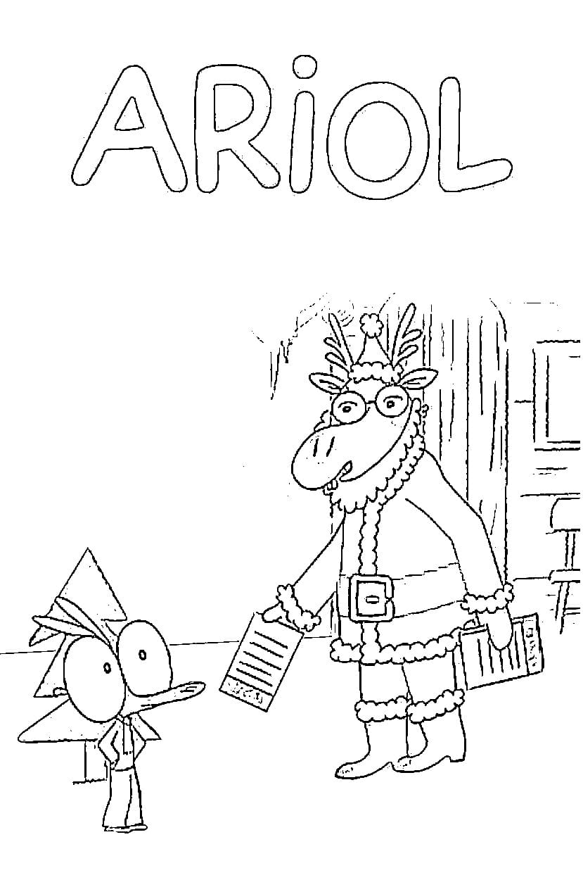 Coloriage Ariol Et Le Pere Noel à imprimer