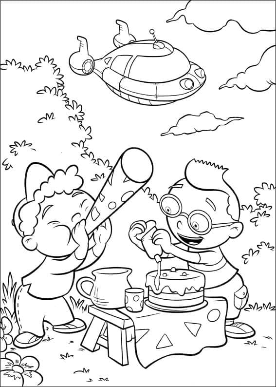 Coloriage Leo et Quincy Les Petits Einstein