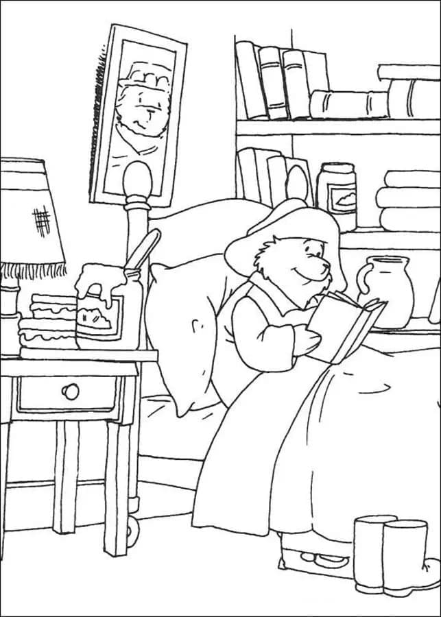 Coloriage L’ours Paddington Lit un Livre à imprimer