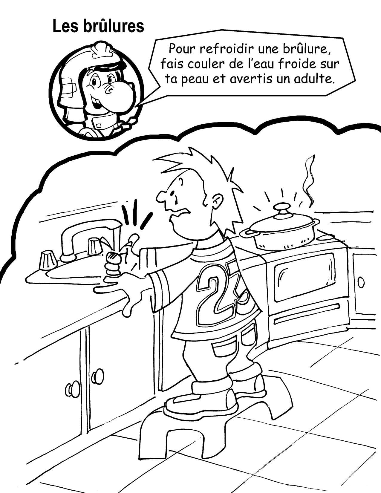 Coloriage Refroidir une brulure eau froide par Crocfeu