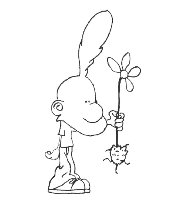 Coloriage fille avec une fleur - Coloriages Gratuits à Imprimer - Dessin  7174