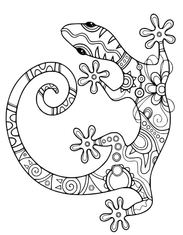 Coloriage Gecko Zentangle à imprimer