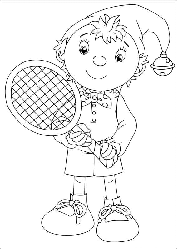 Coloriage Oui Oui joue au Tennis