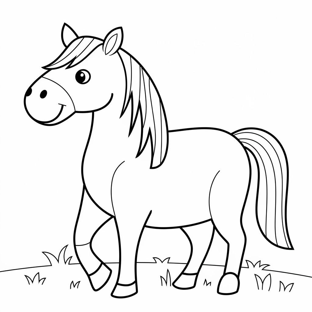 Coloriage Cheval Facile gratuit à imprimer