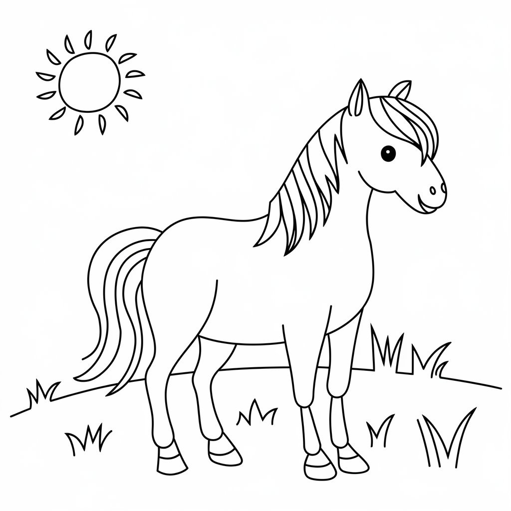 Coloriage Dessine un cheval mignon à imprimer