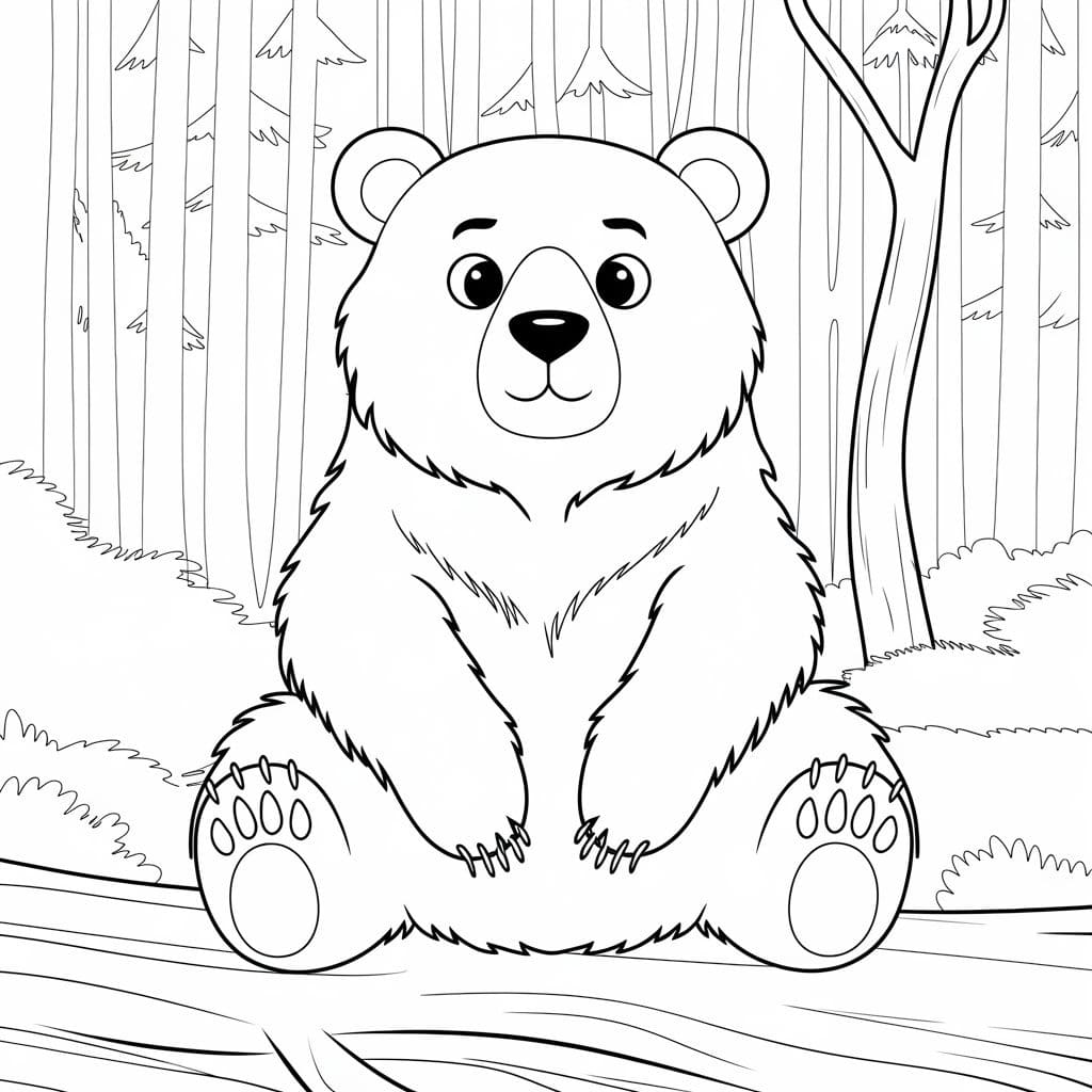 Coloriage Dessine un ours chez les enfants