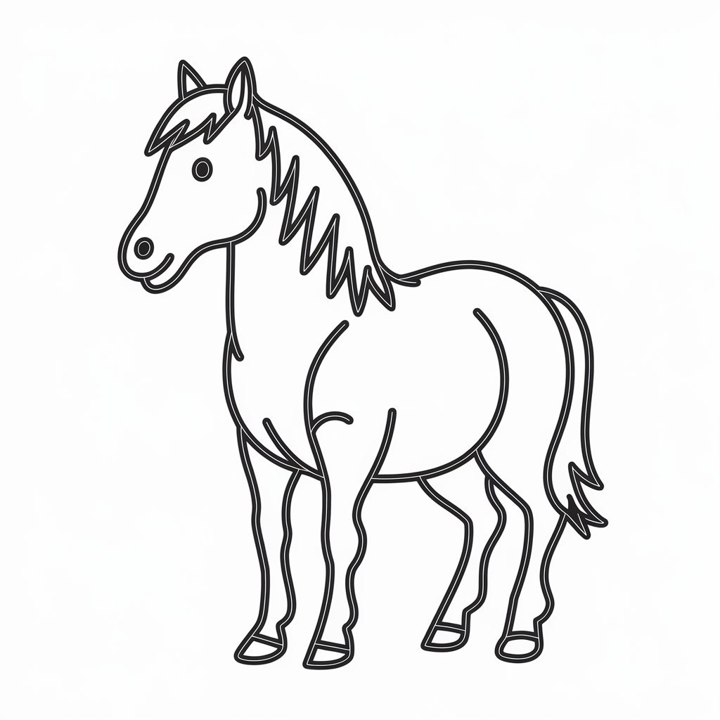 Coloriage Dessiner un cheval mignon et facile à imprimer