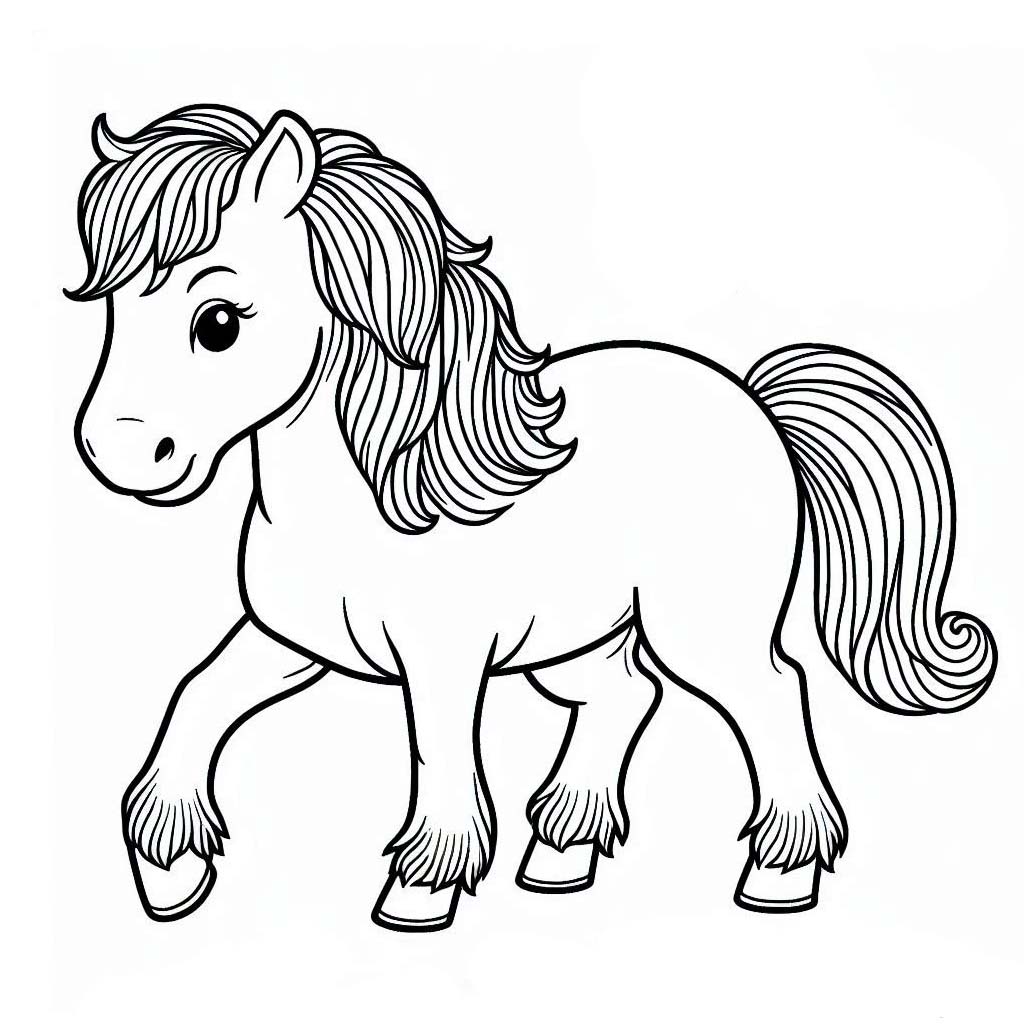 Coloriage Dessiner un cheval mignon gratuitement à imprimer