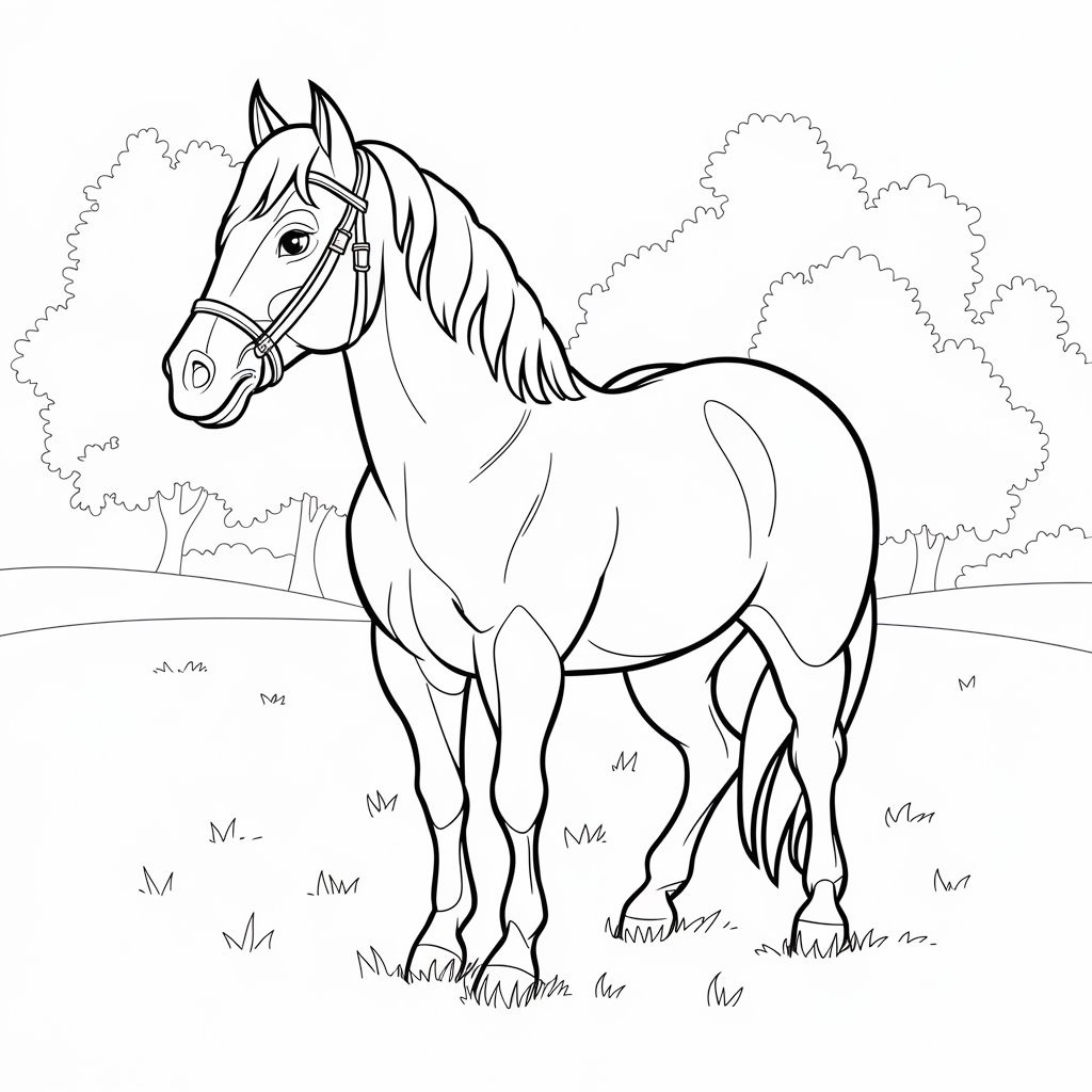 Coloriage Dessiner un croquis de cheval à imprimer