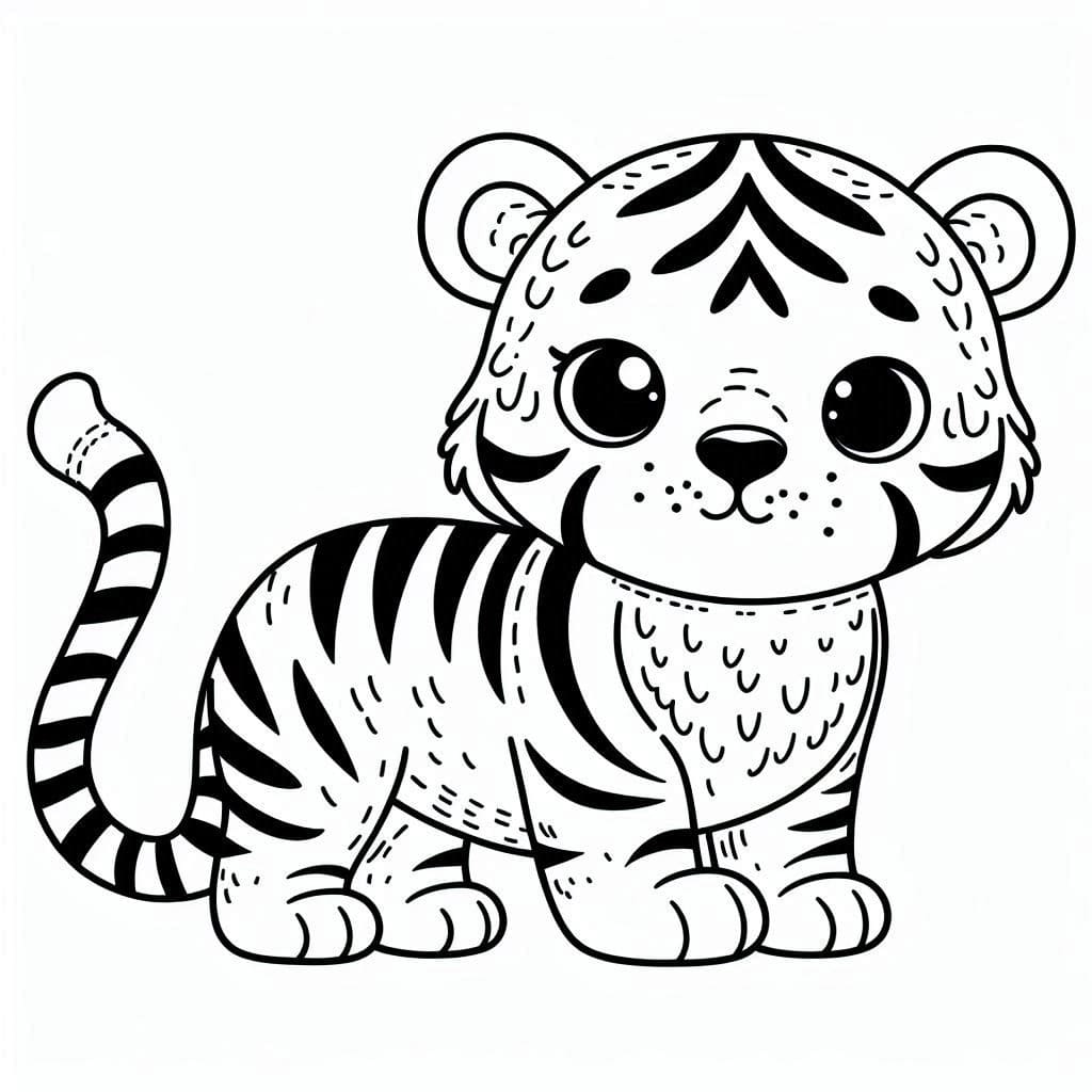 Coloriage Bébé tigre à imprimer