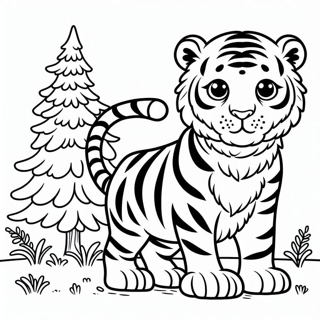 Coloriage Bébé Tigre libre à imprimer