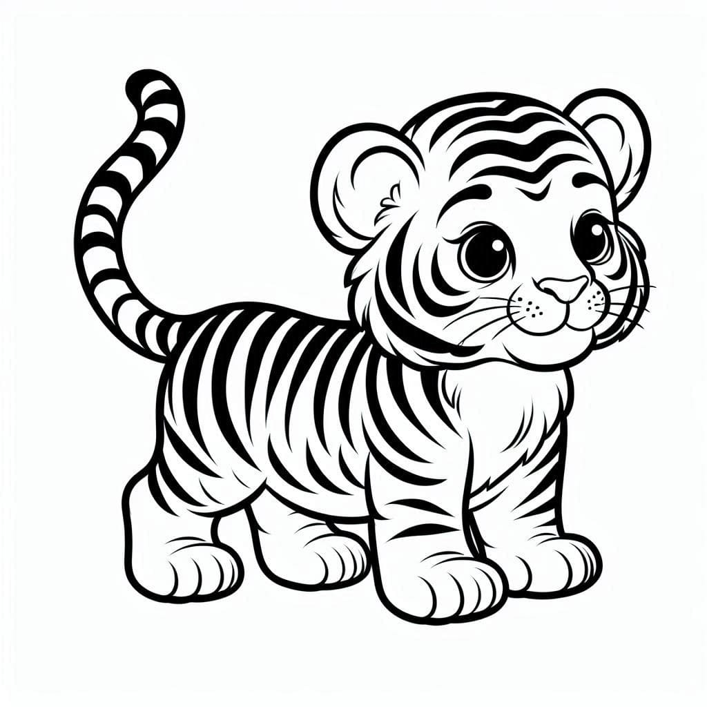 Coloriage Bébé tigre mignon à imprimer