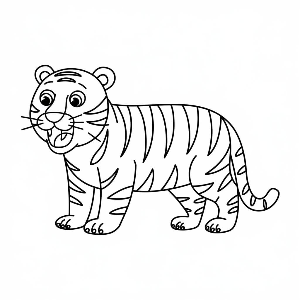 Coloriage Dessin facile de Tigre pour les enfants à imprimer