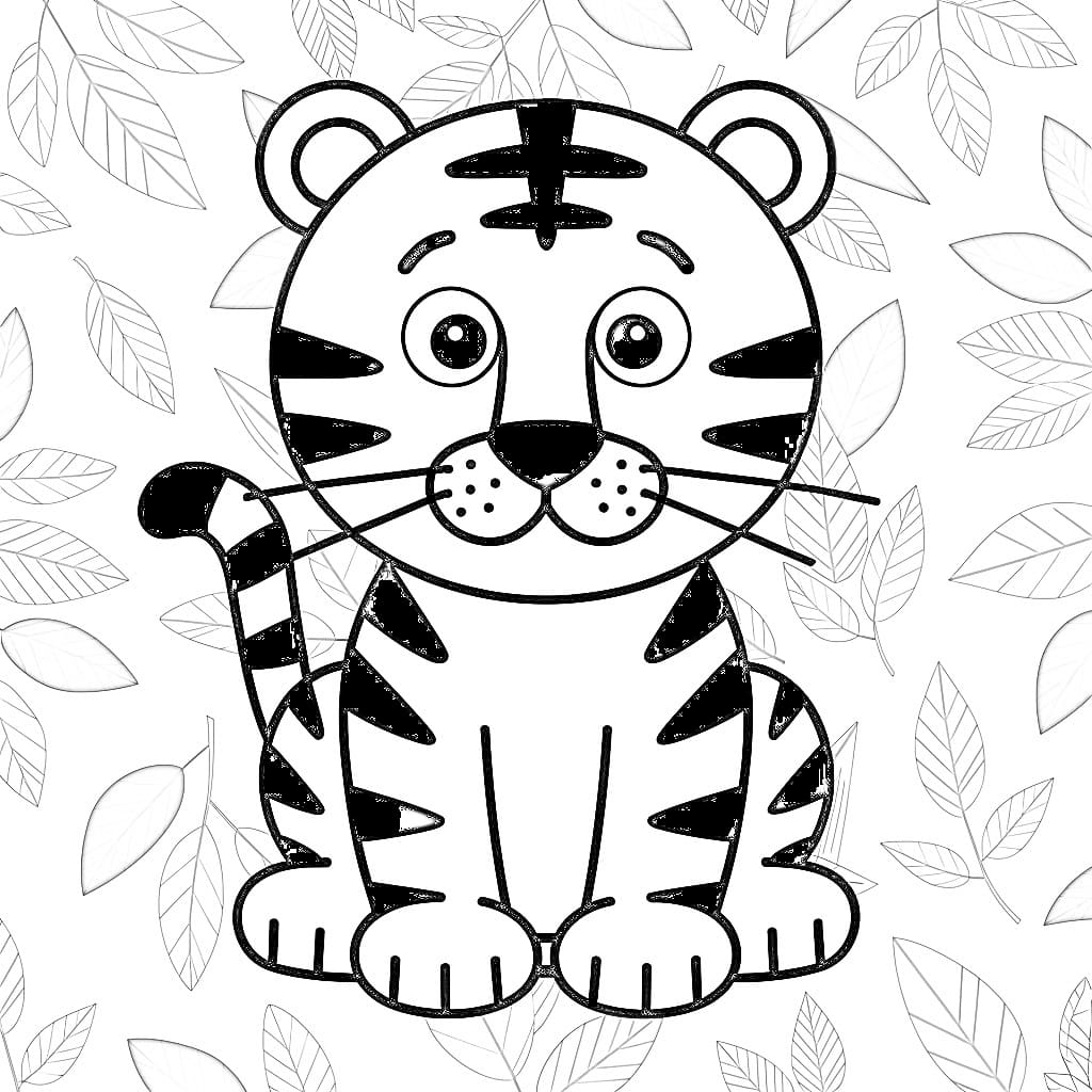 Coloriage Dessin facile Tigre imprimable à imprimer